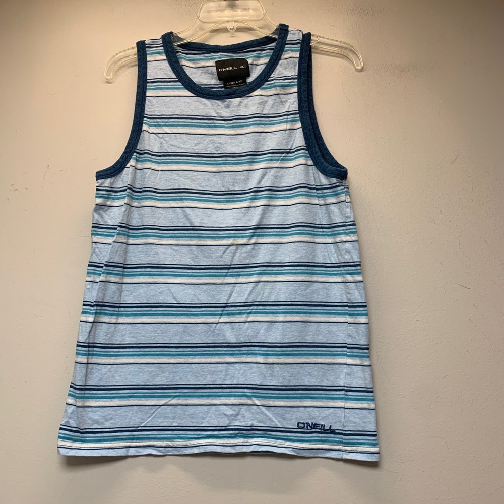 O'Neill Tank Top Mens Small Blue Striped Excellent Sleeveless Surf Shirt